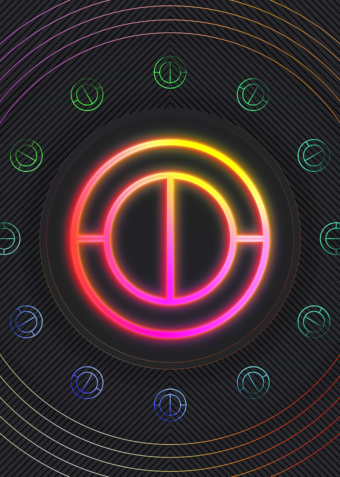 Neon Geometric Glyph Sign