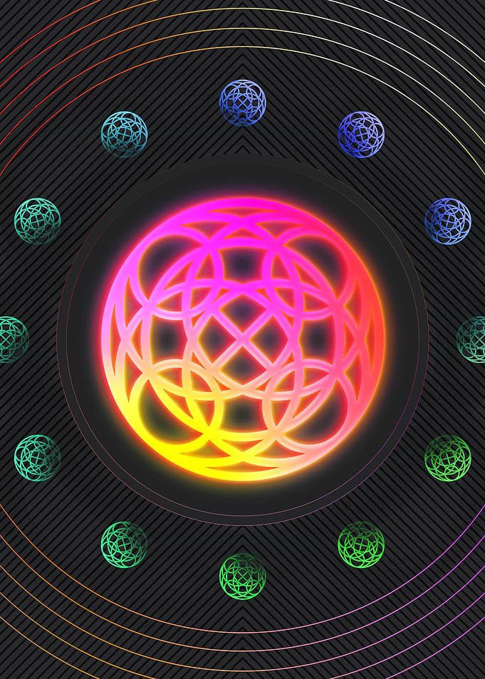 Neon Geometric Glyph Sign