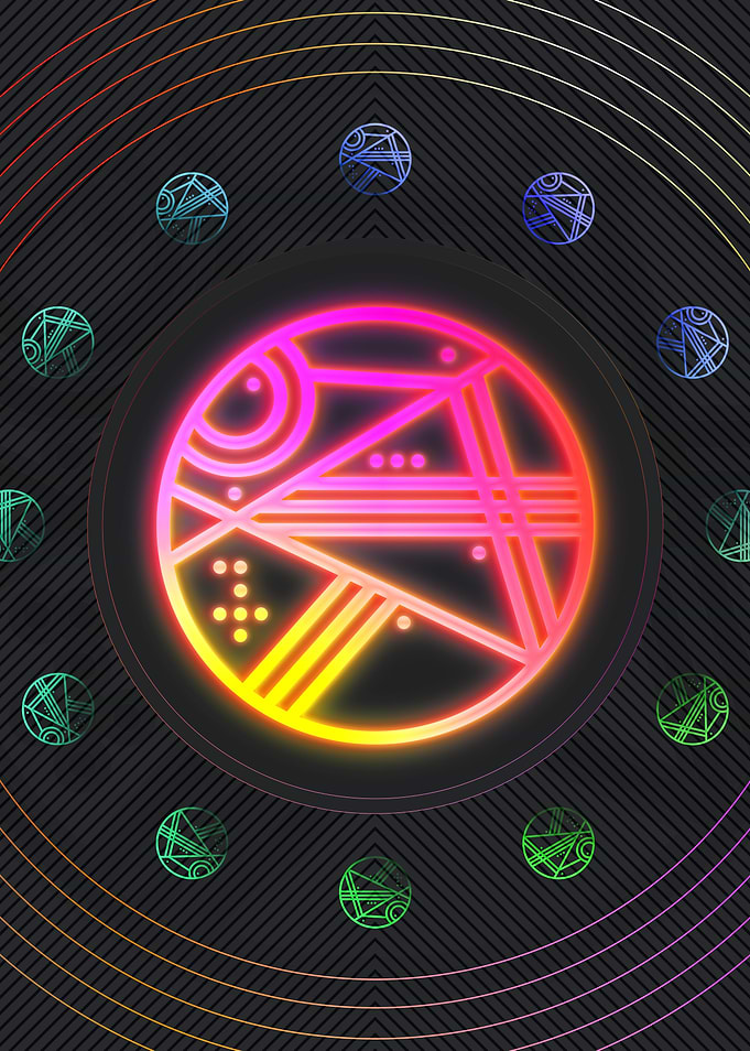 Neon Geometric Glyph Sign