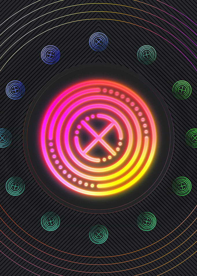 Neon Geometric Glyph Sign