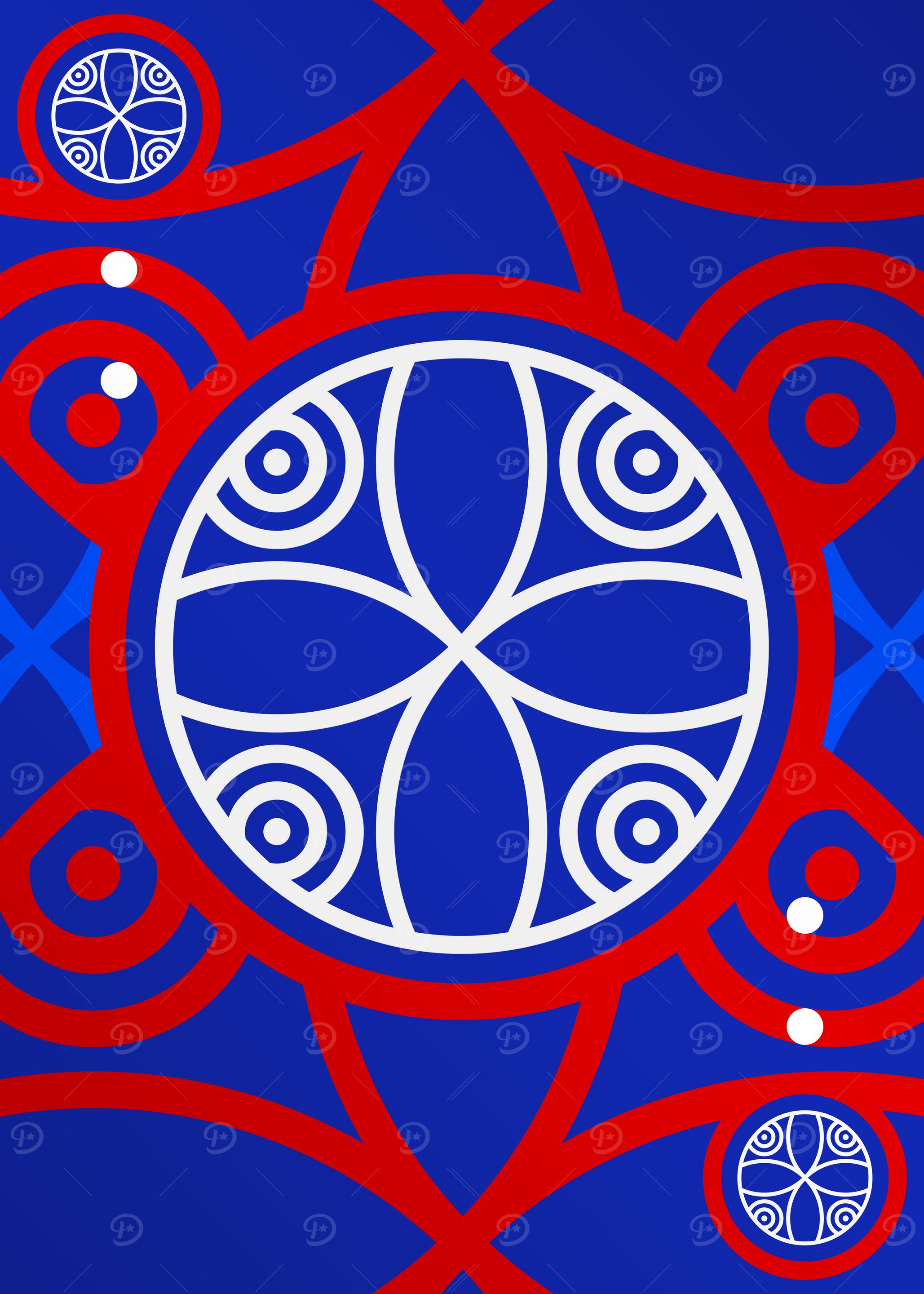 Red White and Blue Glyph