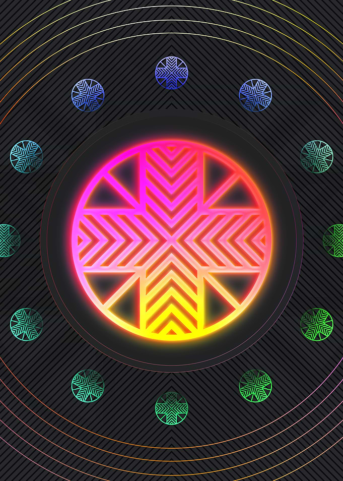 Neon Geometric Glyph Sign