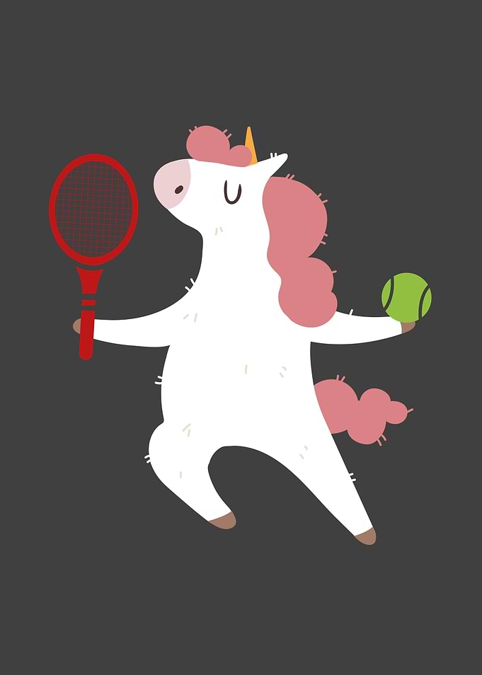 Unicorn Playing Tennis
