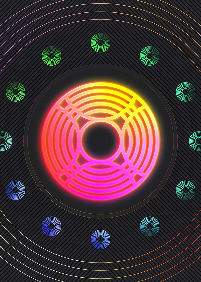 Neon Geometric Glyph Sign