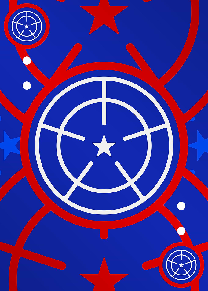 Red White and Blue Glyph