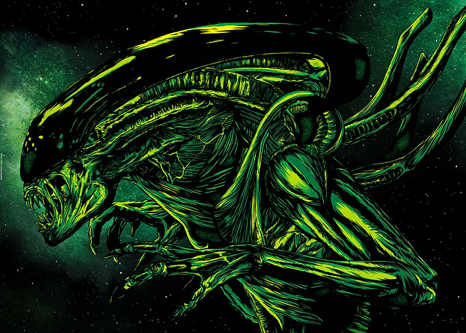 Black And Green Alien