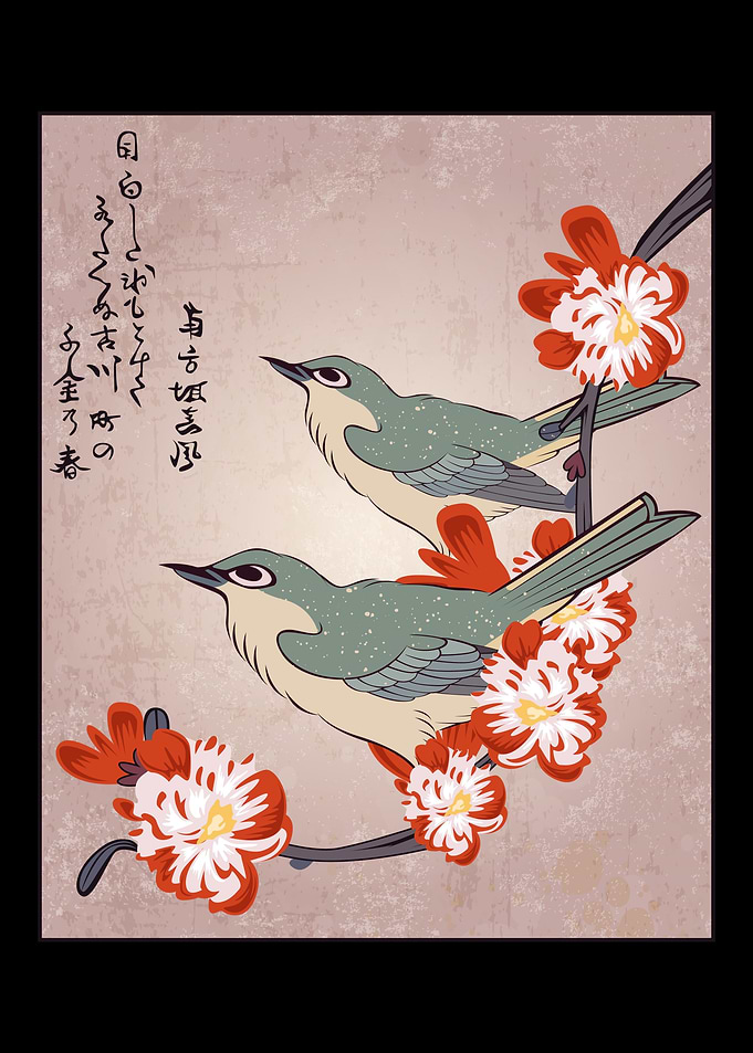 Japanese Birds Peach Tree