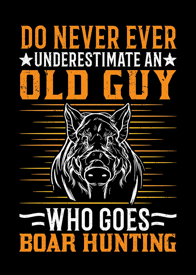 Hunter Old Man Wild Boar