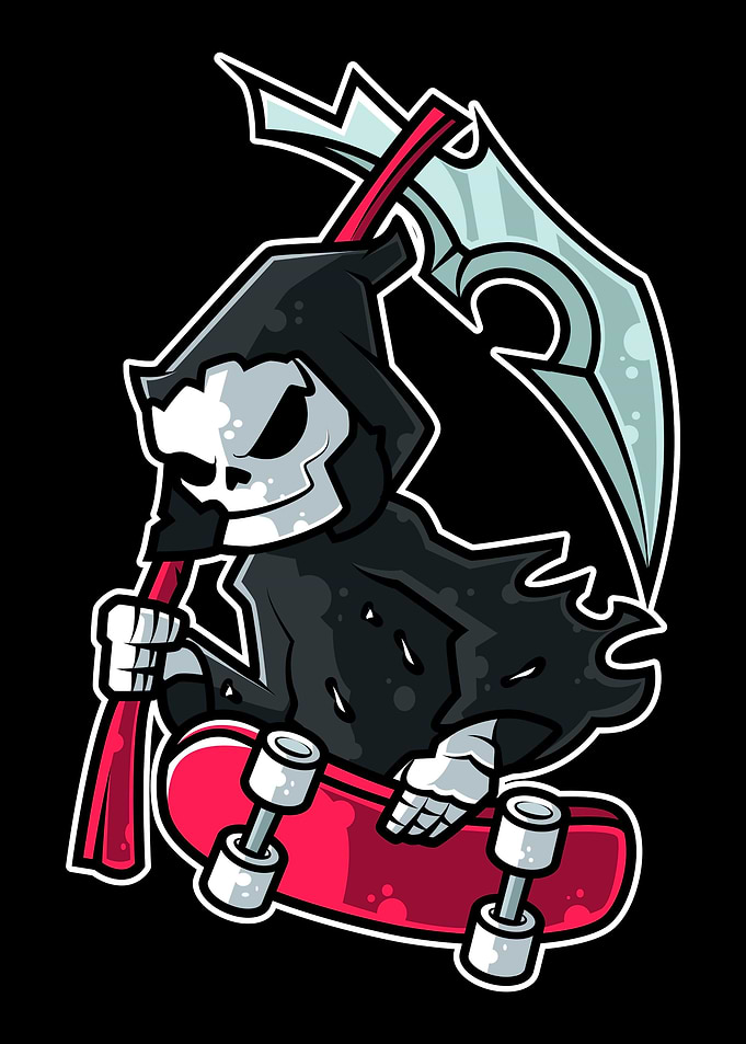 Skating grim reaper skater