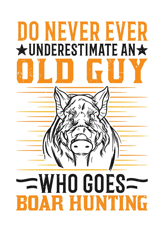 Hunter Old Man Wild Boar