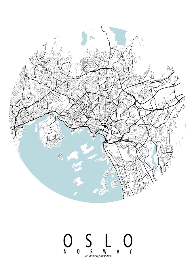 Oslo City Map Circle