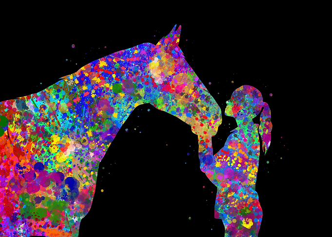 Girl with horse watercolor