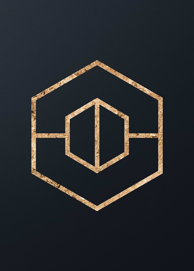 Gold Geometric Glyph Sign