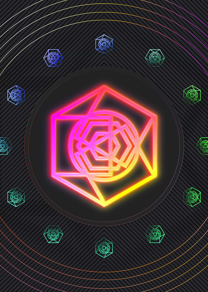 Neon Geometric Glyph Sign