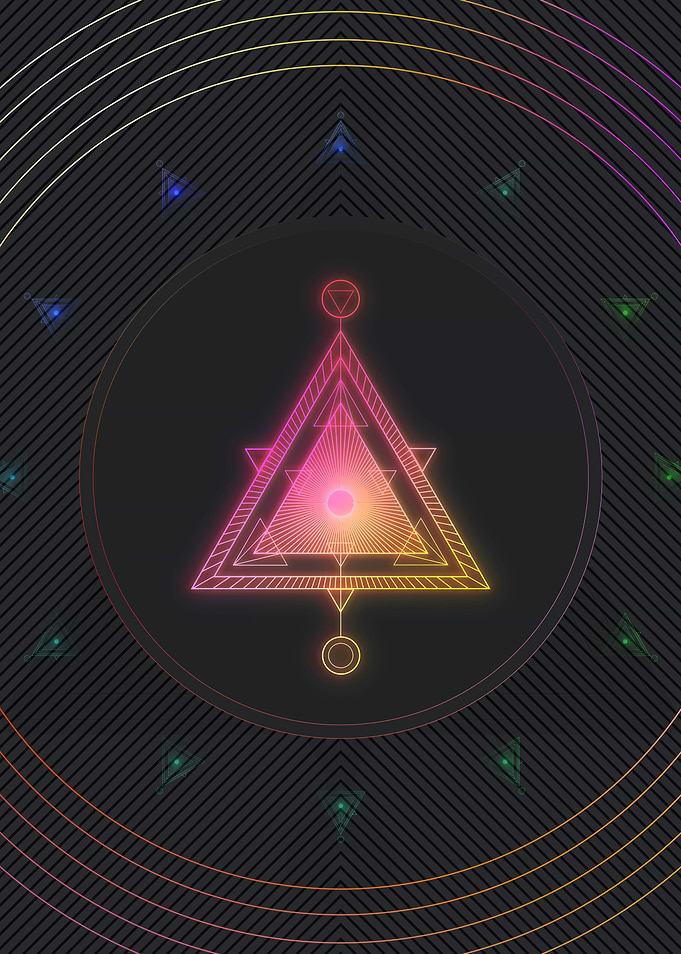 Neon Geometric Glyph Sign