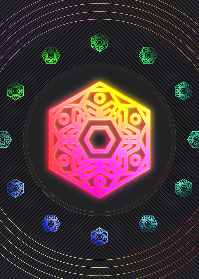 Neon Geometric Glyph Sign