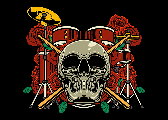 Drumming Skull Roses