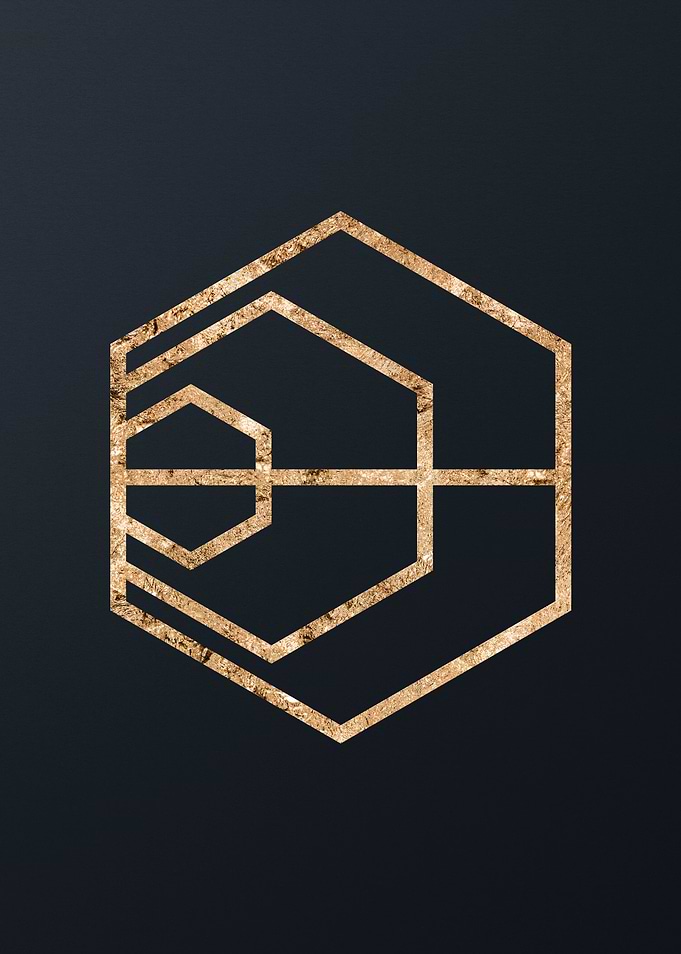 Gold Geometric Glyph Sign