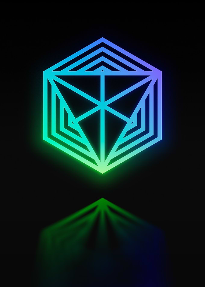 Neon Geometric Glyph Sign