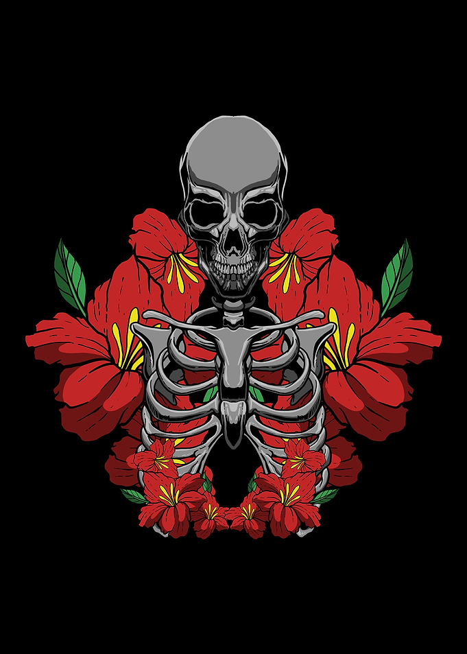 Skeleton Skull Roses Gothi