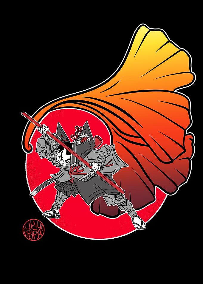 Benkei under the ginkgo
