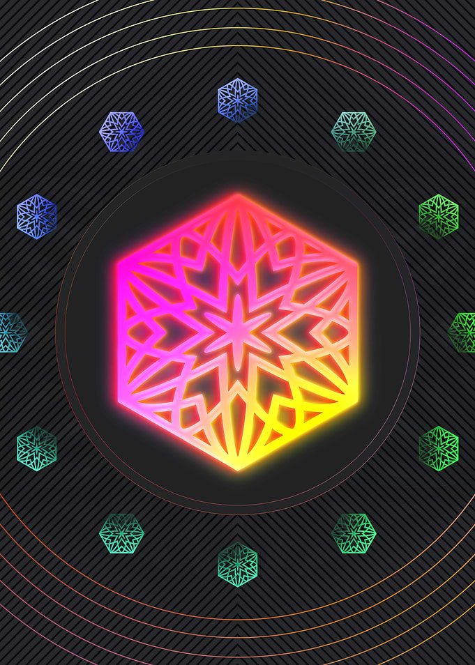 Neon Geometric Glyph Sign