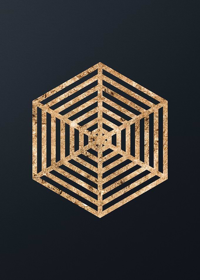Gold Geometric Glyph Sign