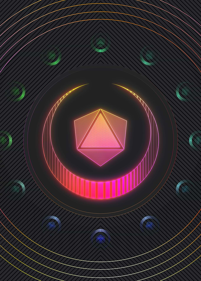 Neon Geometric Glyph Sign