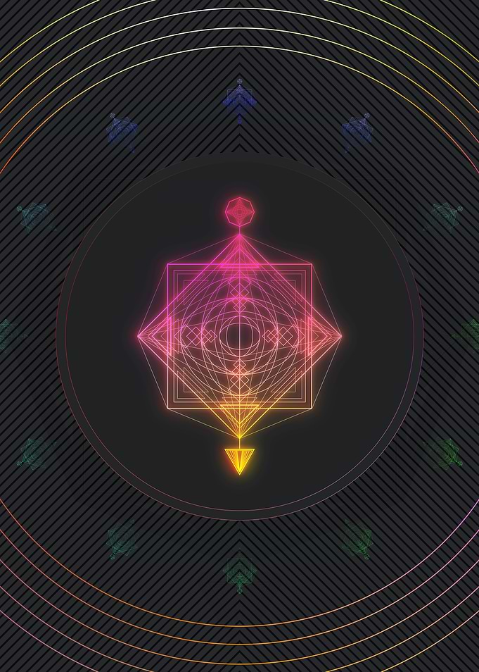 Neon Geometric Glyph Sign
