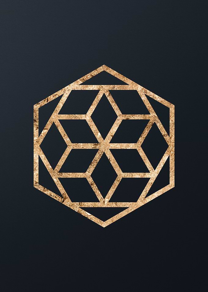 Gold Geometric Glyphs Sign