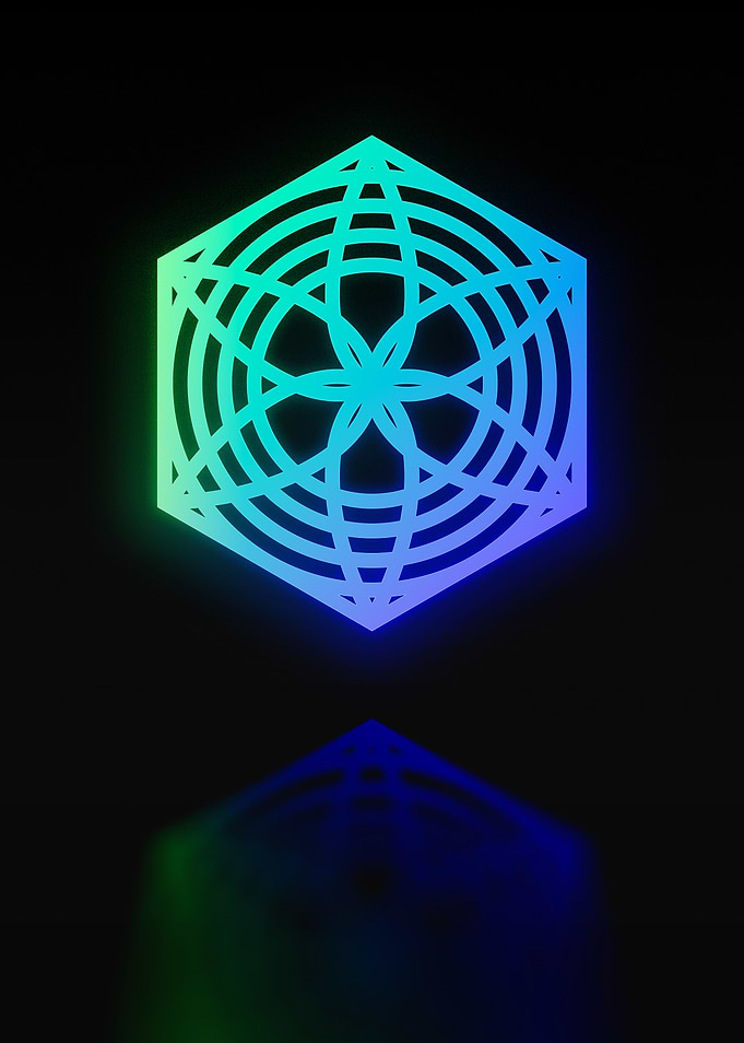 Neon Geometric Glyph Sign