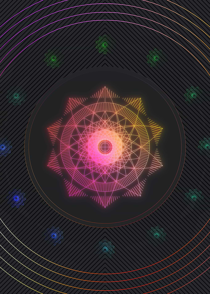 Neon Geometric Glyph Sign