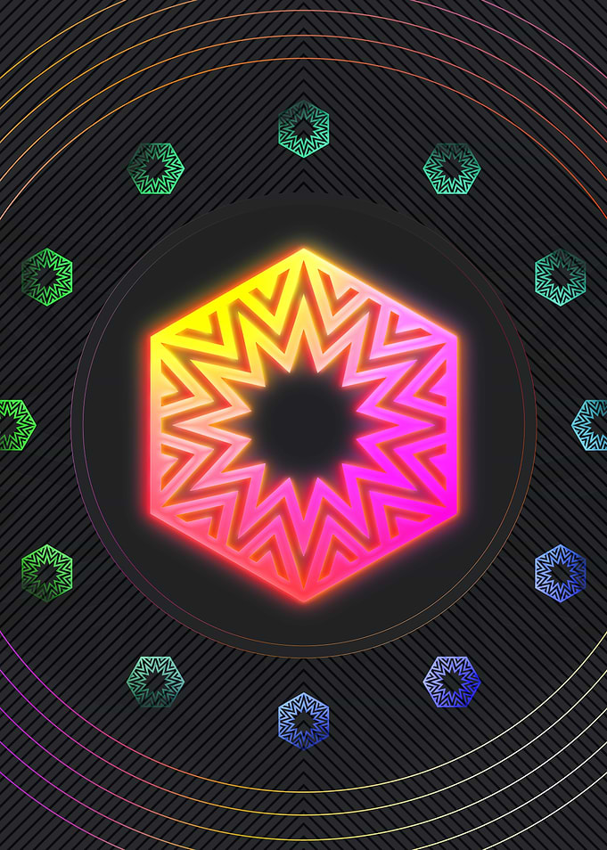 Neon Geometric Glyph Sign
