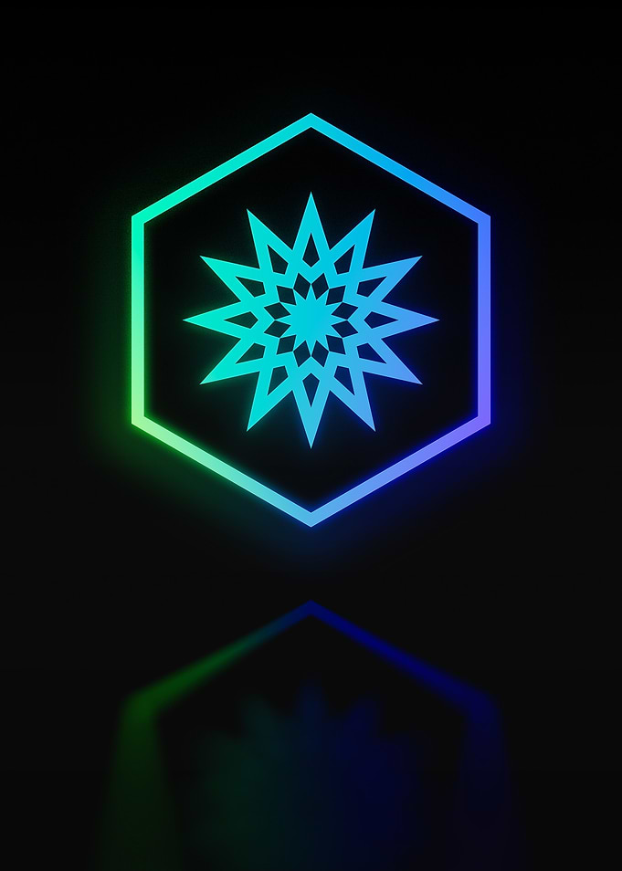 Neon Geometric Glyph Sign