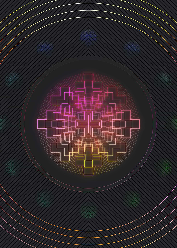 Neon Geometric Glyph Sign