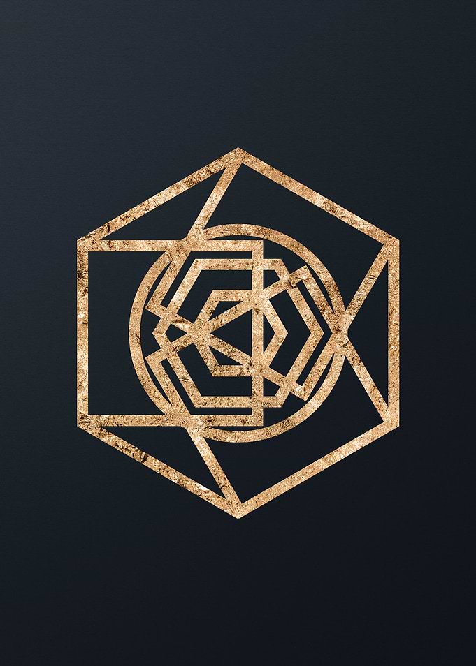 Gold Geometric Glyph Sign