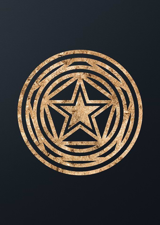 Gold Geometric Glyph Sign