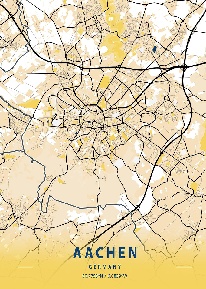 Aachen City Map Germany