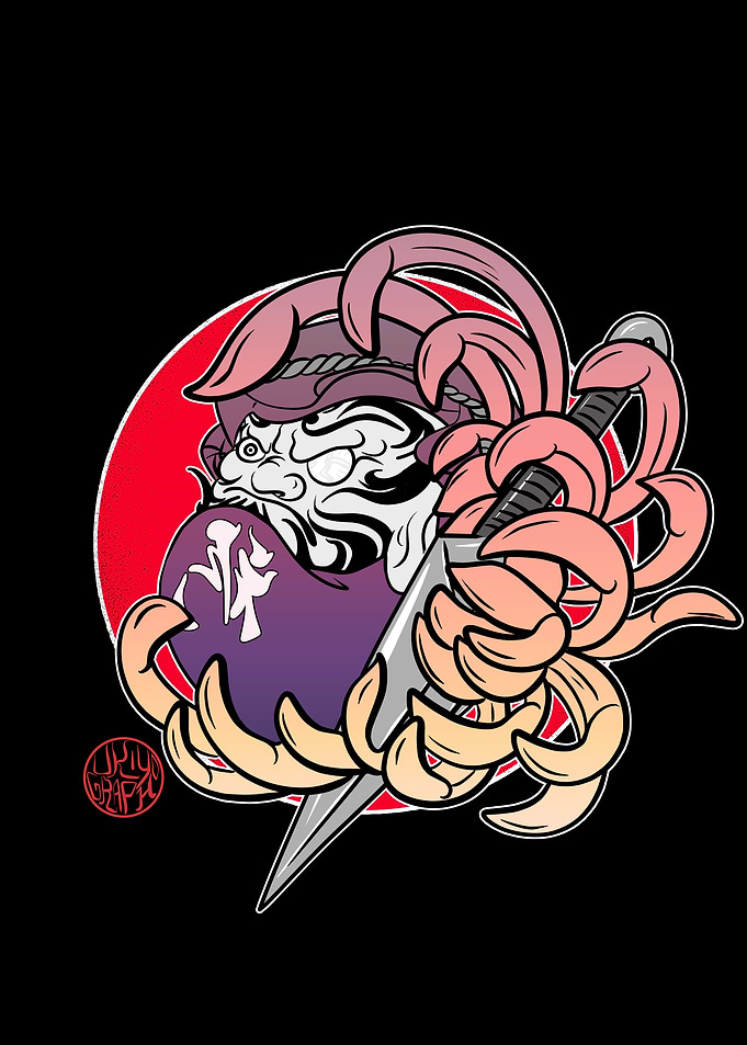 Daruma in a chrysanthemum