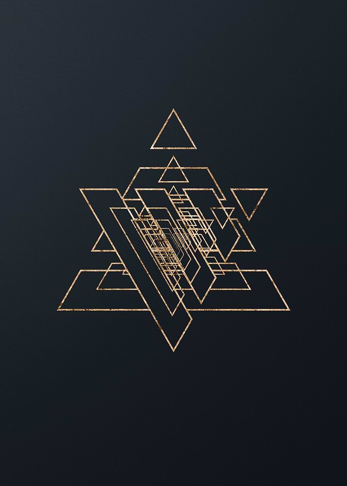 Gold Geometric Glyph Sign