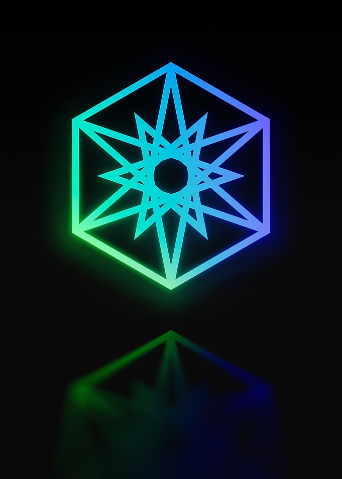 Neon Geometric Glyph Sign