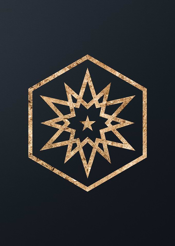 Gold Geometric Glyph Sign