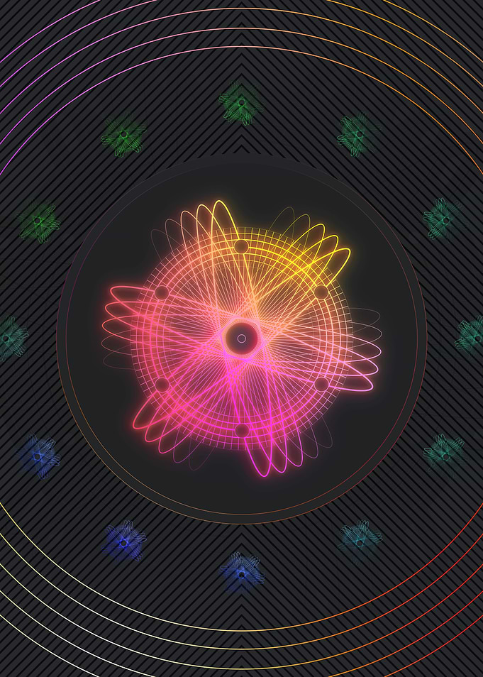 Neon Geometric Glyph Atom