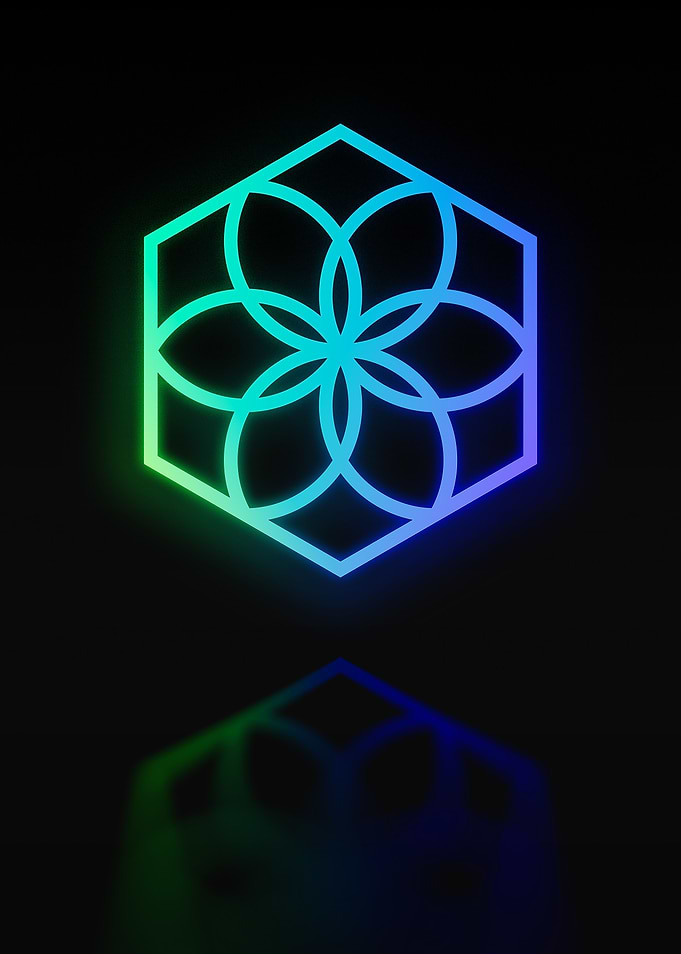 Neon Geometric Glyph Sign