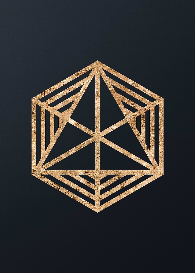 Gold Geometric Glyph Sign