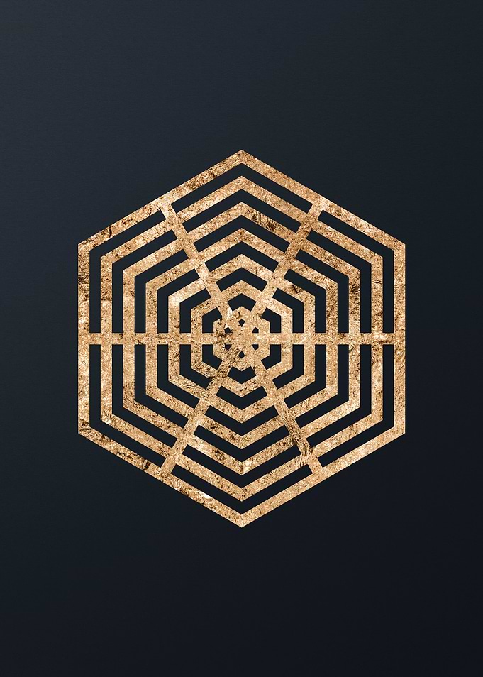 Gold Geometric Glyph Sign