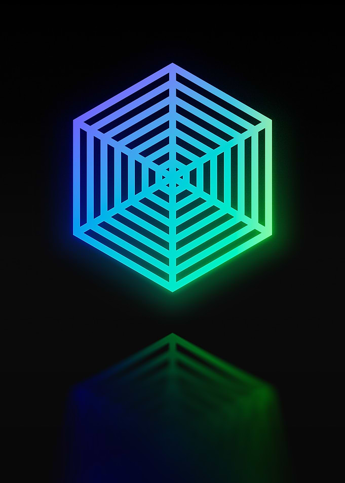 Neon Geometric Glyph Sign