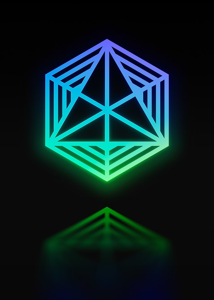Neon Geometric Glyph Sign