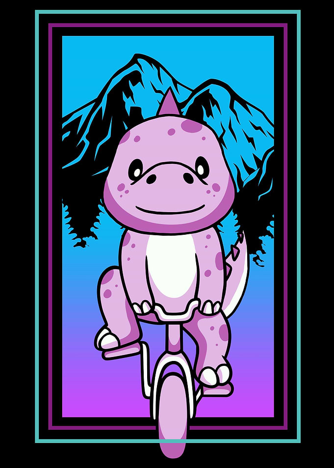 Kawaii Dinosaur Biker