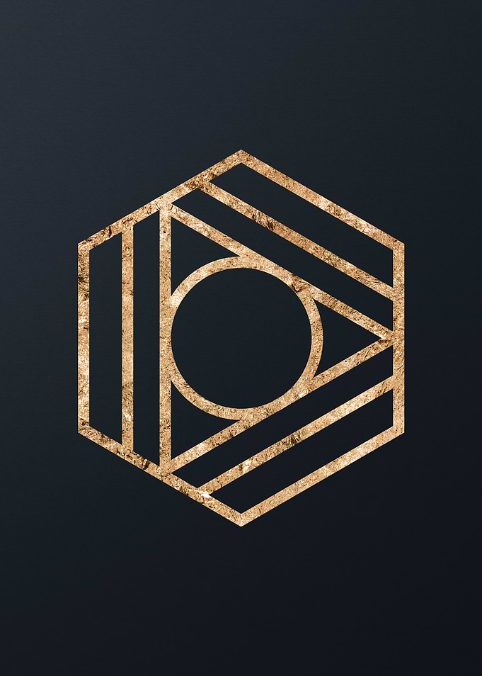 Gold Geometric Glyph Sign